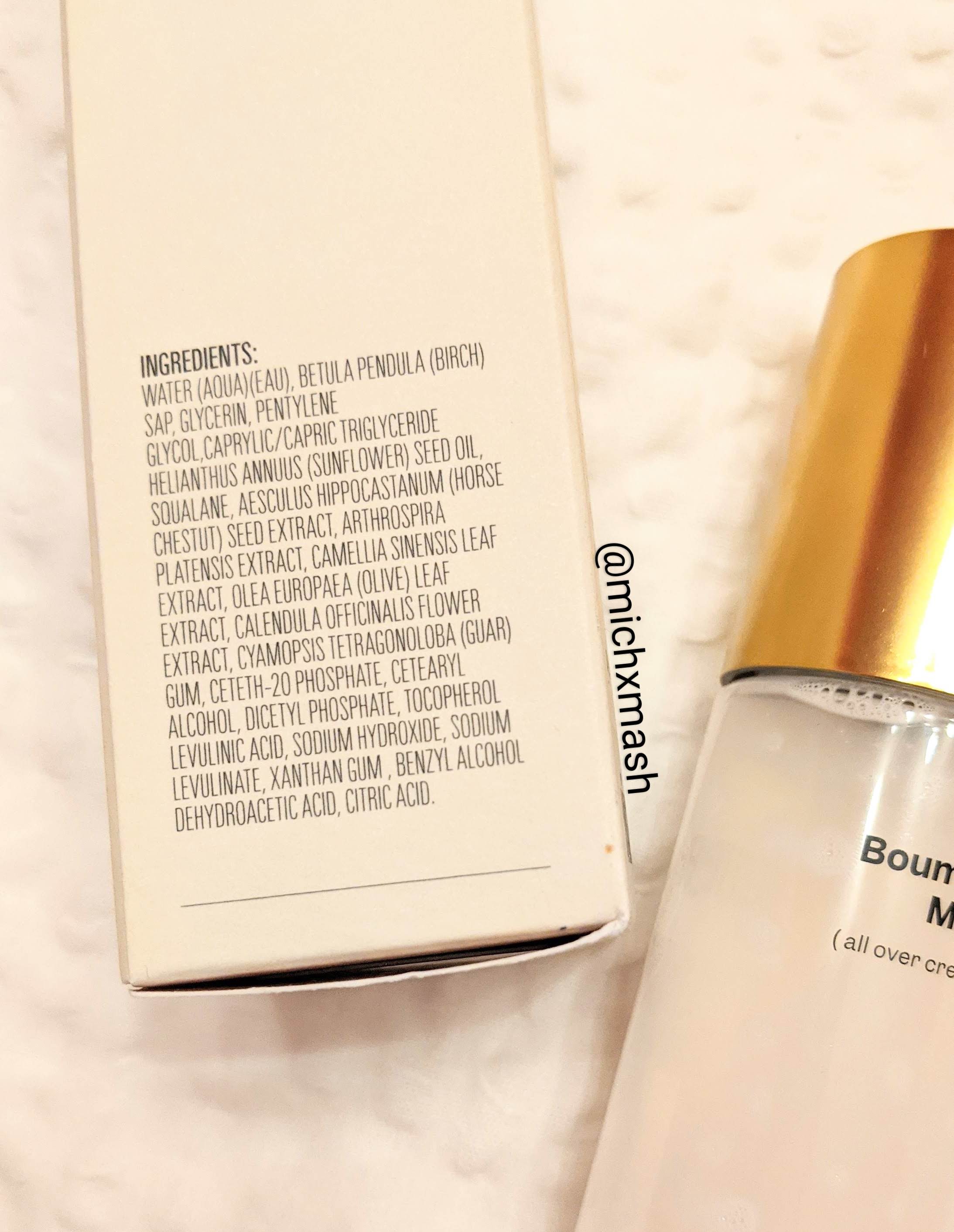 Up-close photo of the Violette_FR Boum-Boum Milk Ingredients list.